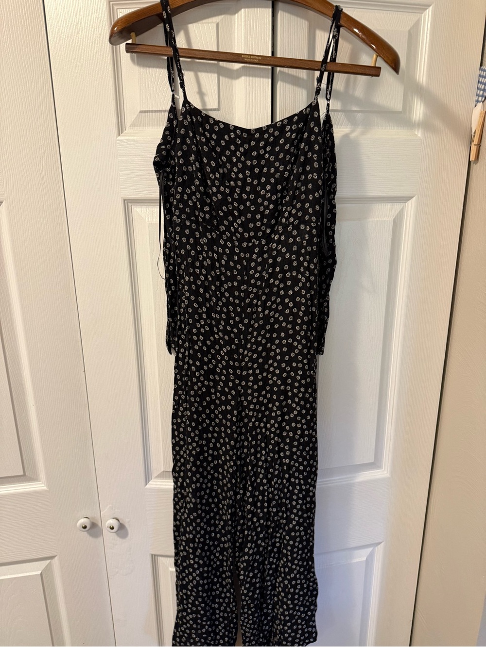 miami Black Dress with White Dot Print Midi Slip